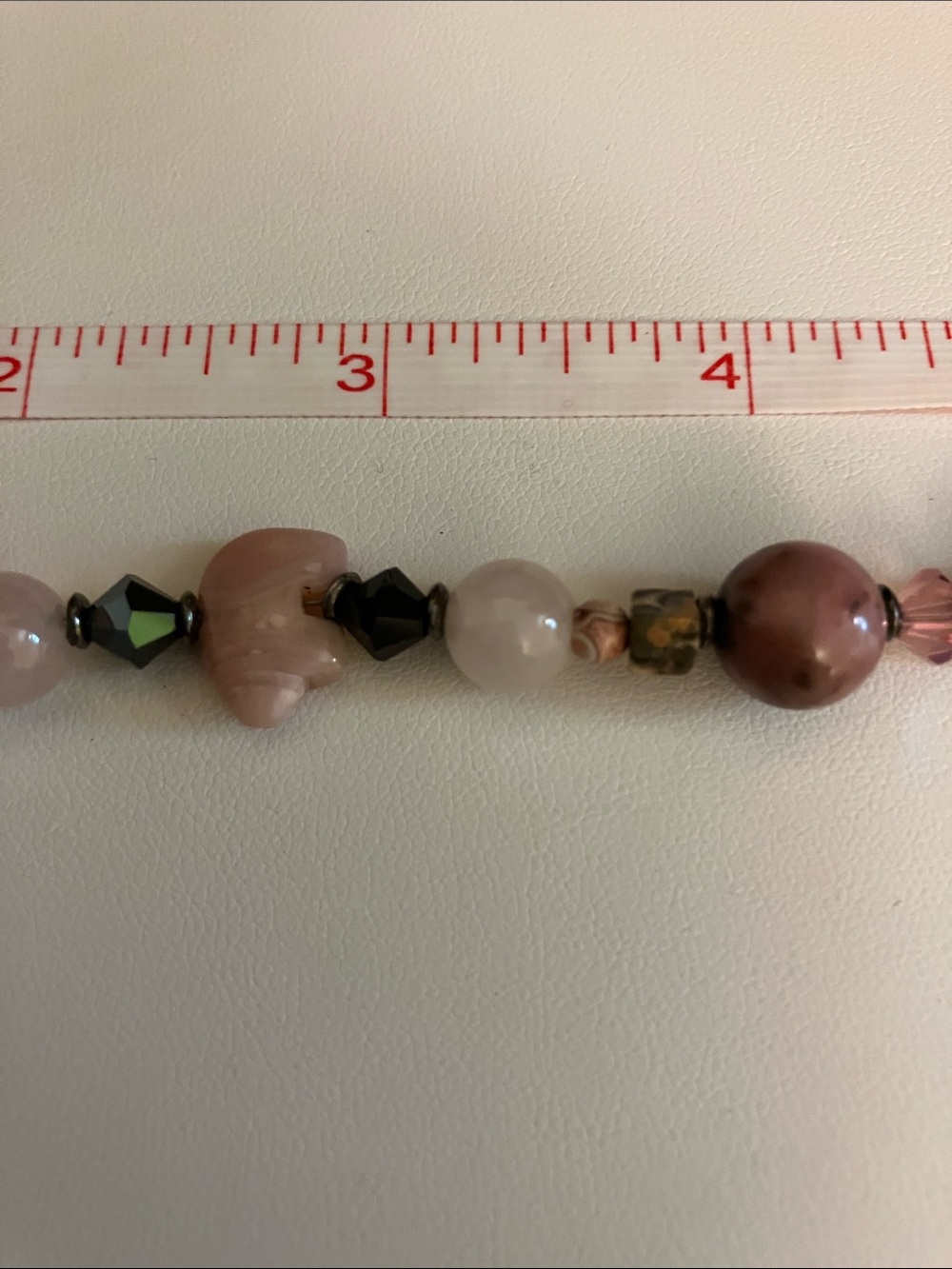 Mixed Pink and Black Beaded Bracelet with Metallic Accents, magnetic closure - Picture 4 of 4